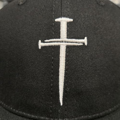 Three Nails Cross Christian Hats, Embroidered Baseball Caps for Adults - color: Black