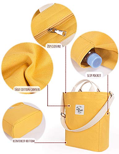 Lily queen Women Canvas Tote Handbags Casual Shoulder Work Bag Crossbody - color: Yellow