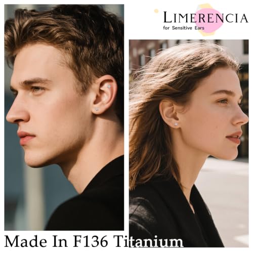 Limerencia Titanium Flat Back Screw Back Stud Earrings for Women Men - color: Silver 9
