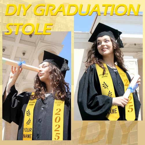 Geyoga 24 Pcs Graduation Stole Bulk Sublimation Blank 70 in - color: Yellow