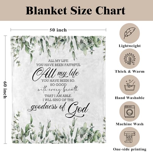 Christian Blanket, Christian Gifts for Women Men, Bible Verse Religious Scripture Botanical Throw Blankets for Home Bedroom Living Room Couch Sofa, 50x60 Inches - color: Goodness of God
