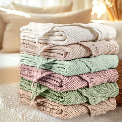 100% Cotton Knitted Baby Blanket, Green Newborn Gift, 40''x31 - color: Green