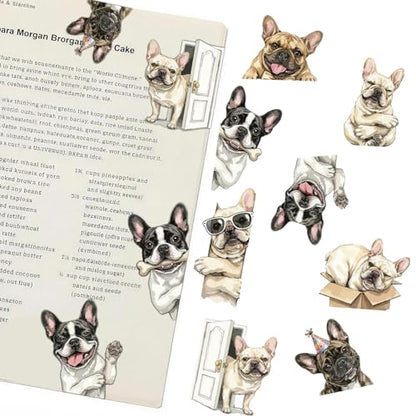 French Bulldog Magnetic Bookmarks Set of 8 – Cute Frenchie Page Clips with Funny Expressions, Dog Lover Gifts, Creative Reading Accessories & Party Favors - style: French Bulldog Magnetic Bookmarks