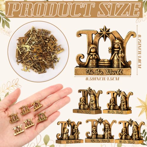 Civaner 50 Pcs Mini Brass Color Nativity Scene Figurines, Joy Theme - style: Joy