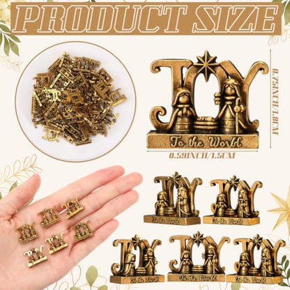 Civaner 50 Pcs Mini Brass Color Nativity Scene Figurines, Joy Theme - style: Joy
