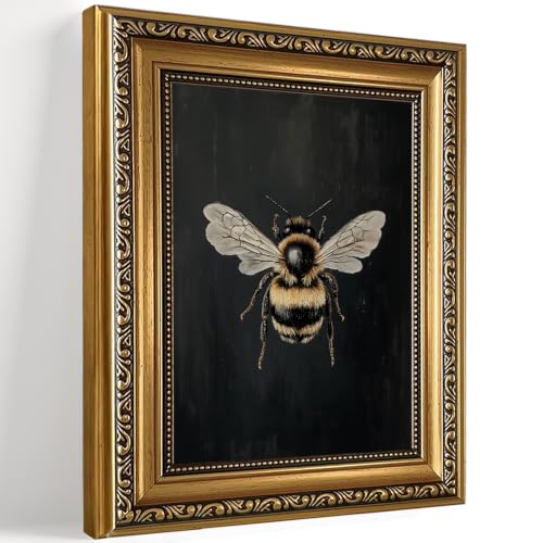 Vintage Bumblebee Gold Framed Wall Art Moody Entomology Wall Decor Art - color: Bumblebee, size: 10"L x 8"W