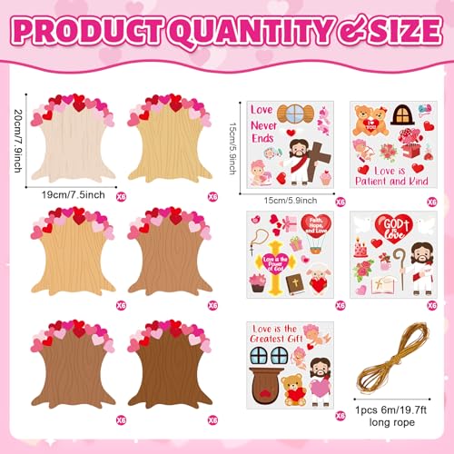 Lonfliness 36Set Valentine's Religious Crafts Kit for Kids DIY Make Your Own Valentine Christian Arts Crafts with Jesus Heart Cross Stickers for Home Sunday School Classroom Activity Game Decor