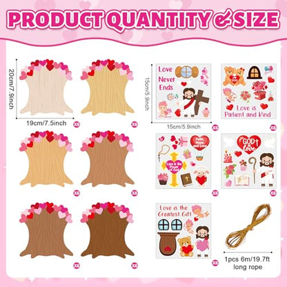 Lonfliness 36Set Valentine's Religious Crafts Kit for Kids DIY Make Your Own Valentine Christian Arts Crafts with Jesus Heart Cross Stickers for Home Sunday School Classroom Activity Game Decor