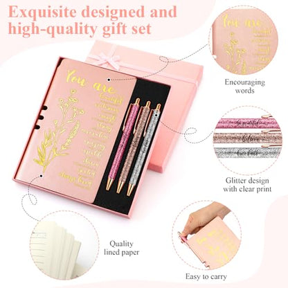Affrolling 5 Pcs Christian Gifts for Women Church Religious Gifts A6 Bible Leather Notebook Pens with Box Prayer Journal for Men Bible Study Pastor's Wife Godmother Father(Rose Gold) - color: Rose Gold