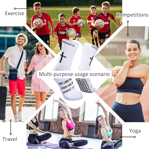 Glitopper 6 Pairs Cross Grip Soccer Socks US 6-13 christian - color: 2 Colors, style: Classic