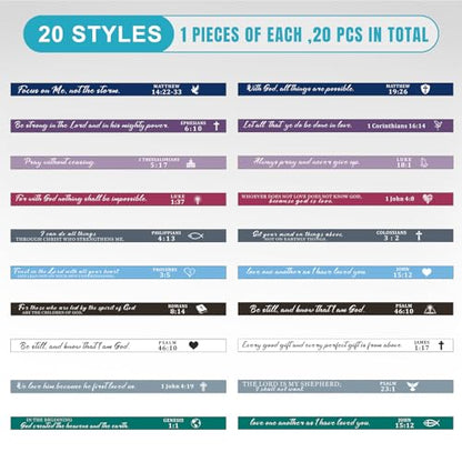 QEERBSIN Bible Verse Silicone Bracelets,Bulk Scripture Silicone Wristbands - color: Retro Colors
