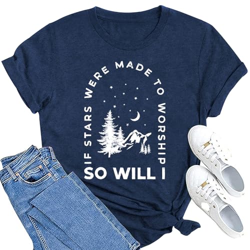MAIHUN Christian Shirt Womens Be The Light Tshirt Sunburst Vintage Bible Verse Tee Top - color: Blue1, size: Medium