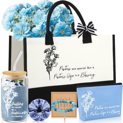 7 Pcs Pastor's Wife Appreciation Gifts Christian Set,Blue - color: Blue