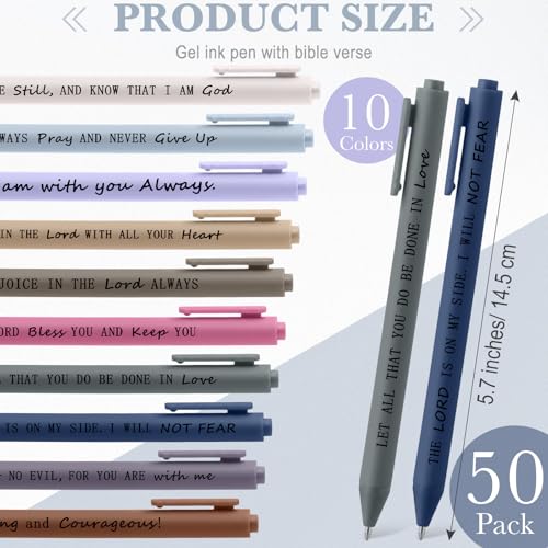 Crtiin 50 Pcs Inspirational Pens Bulk Light Hues, Christian Quotes - color: Light Hues, size: 1 Count (Pack of 50)