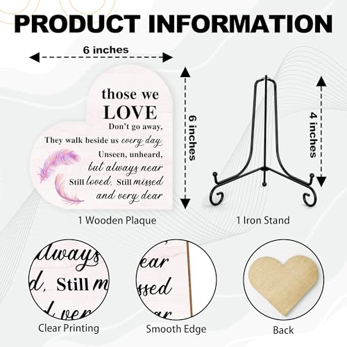 Sympathy Gifts for Loss of Loved One, Bereavement Memorial Funeral Grief Gift for Women, Wooden Heart Keepsake Remembrance of Mom Dad Family Member - E04 - color: Purple Those We Love Feather