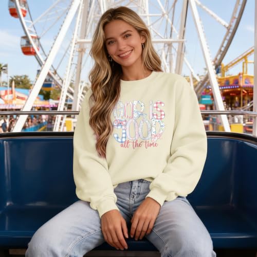 Christian God Is Good Sweatshirts for Women Jesus Bow Bible Verse Sweatshirt Faith Religious Graphic Hoodies - color: Apricot, size: Large