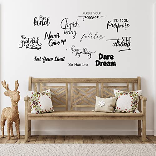 Fumete 12 Pcs Inspirational Vinyl Wall Decals,Motivational Quotes Stickers