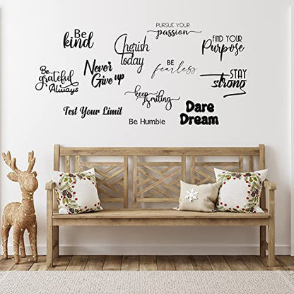 Fumete 12 Pcs Inspirational Vinyl Wall Decals,Motivational Quotes Stickers