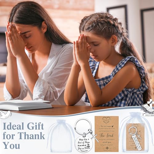 Siifert 24 Sets Christian Keychain Bible Verse Cross Keychain Bulk - color: Silver