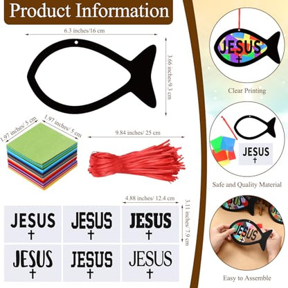 Sinload 24 Sets Jesus Faith Fish Craft Kit, Christian Vbs Crafts - style: Fish