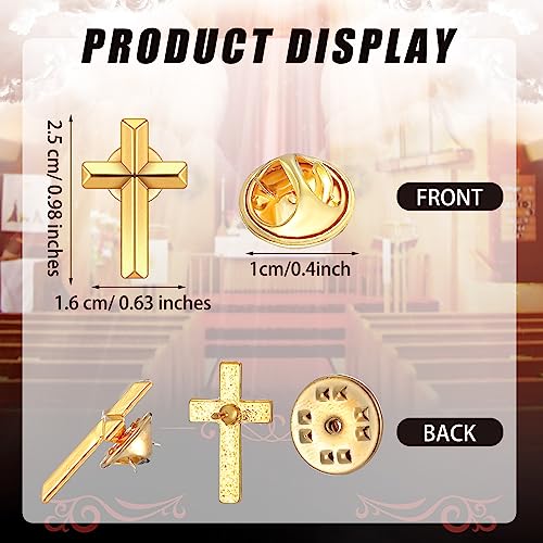 Jexine 50 Pcs Small Cross Lapel Pins Bulk, Religious Enamel Pin - color: Gold