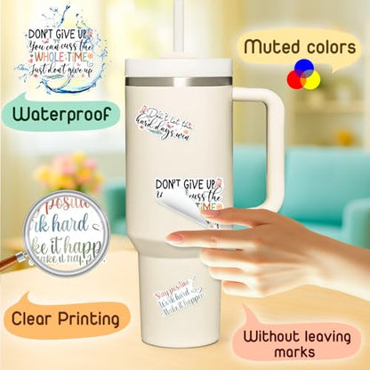 4 Pcs Motivational Quote Sticker Pack for Women - Waterproof Vinyl Decals - color: Multicolor