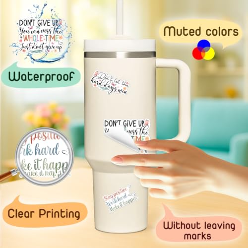 4 Pcs Motivational Quote Sticker Pack for Women - Waterproof Vinyl Decals - color: Multicolor