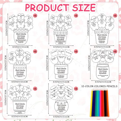 Dunzoom 48 Pcs Mother's Day Christian Crafts Color Your Own Sunday School Crafts with 12 Colored Pencils God Made My Mom Special Flower Pot Arts DIY Bible Religious Gifts Church Classroom Activities - style: Mother's Day