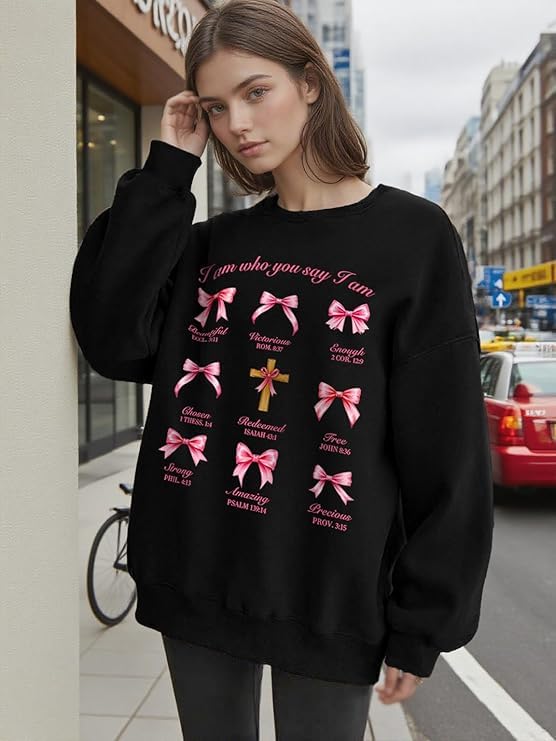 Christian Sweatshirts For Women Oversize Daisy Print Sweatshirts - color: Black, size: Medium