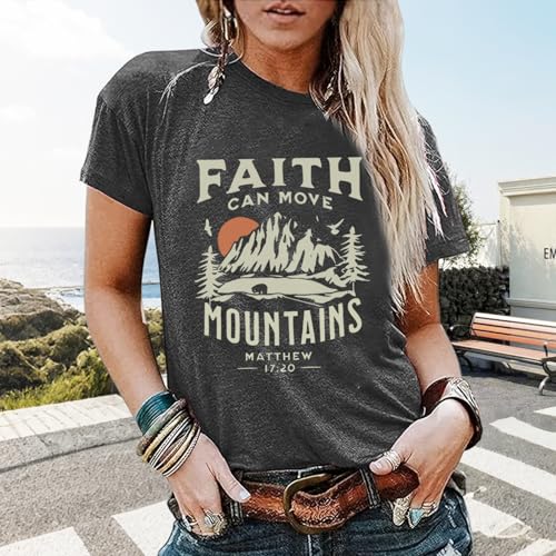 BLACKOO Women Graphic T-Shirts Cute Tees Summer Causal Tops - color: Dark Grey, size: Small