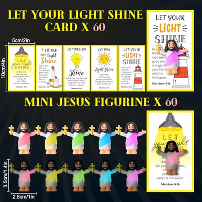 CroBlissful 60 Sets Mini Jesus Figurines Bulk,Hold up the Cross - style: Hold up the Cross