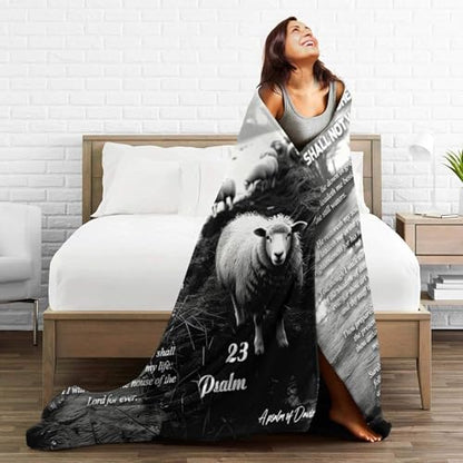 Psalm 23 Gifts Blanket 80"X60" Bible Verses Christian Scripture Bed Throw Blanket Soft Lightweight Cozy Warm Religious Blankets for Kids Teens Men Women - color: Psalm 23, size: 80"x60"