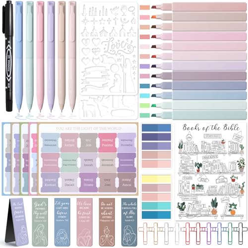 XKDOUS Bible Study Supplies, Bible Journaling Kit with Highlighters，Morandi - color: Morandi