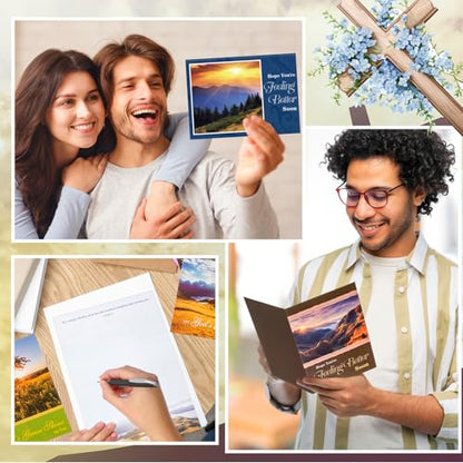 Motiskyy 72 Pack Religious Get Well Cards Bulk with Envelopes Stickers Christian Get Well Soon Greeting Cards with Scripture Encouragement Blessing 4.5 x 6.2 Inch(Landscape) - style: Landscape