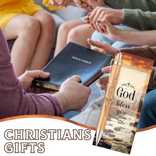 Qeeenar 50 Set Scripture Bamboo Pens Religious Gifts Black Ink,Classic - style: Bible