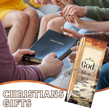 Qeeenar 50 Set Scripture Bamboo Pens Religious Gifts Black Ink,Classic - style: Bible