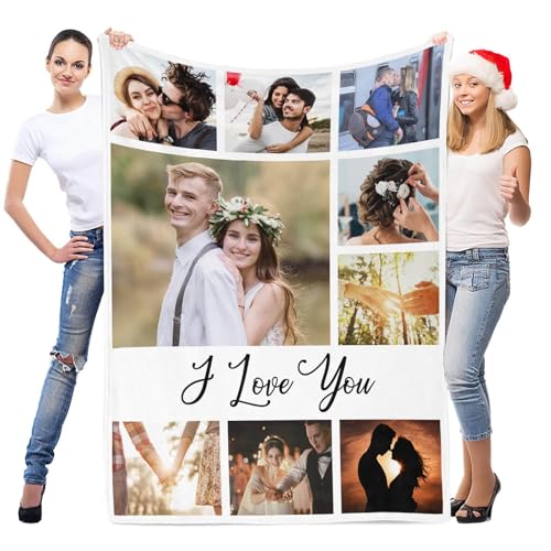 inkArts Custom Blanket with Photo, Personalized Blanket, Customized Photo Blankets, Customizable Picture Blankets, Personalized Anniversary Photo Gifts for Women Men Her Him Girlfriend Boyfriend - color: 9 Photos