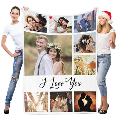 inkArts Custom Blanket with Photo, Personalized Blanket, Customized Photo Blankets, Customizable Picture Blankets, Personalized Anniversary Photo Gifts for Women Men Her Him Girlfriend Boyfriend - color: 9 Photos