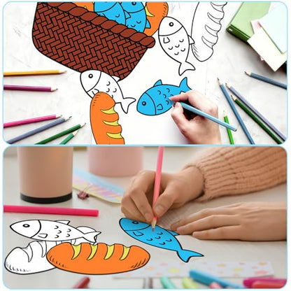 Sotiff 36 Set Fish and Loaves Coloring Craft, Sunday School Bible Story Kit - style: Fish and Loaves