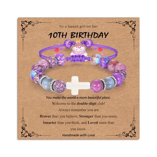 Bracelets for Girls Cross Soccer Bracelets Birthday Gifts for Girl - color: 1# 10th Birthday