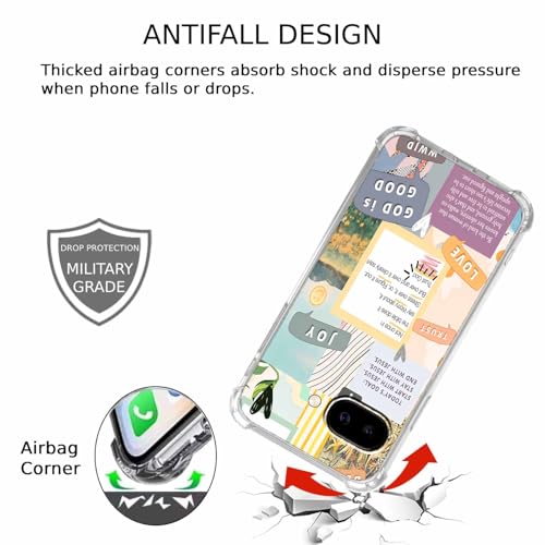 Christian Quotes Bible Motivational Words Collage Pattern,Soft TPU Bumper Phone Case for Google Pixel 9a - size: Google Pixel 9a