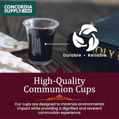 Concordia Supply Communion Cups and Unleavened Communion Bread - 1-3/8" Recyclable Hard Plastic Cups (1000 Count) & 1/2" Altar Bread (1000 Count), Made in USA, Ideal for Church Holy Communion Services