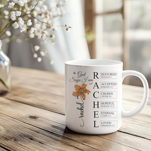 Personalized God Says I Am Mug - Custom Bible Verse Birth Flower 11oz 15oz - Christian Coffee Mug - Religious Gifts for Women Men - color: GOD-IAM-M8
