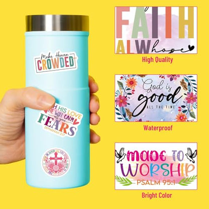 WorldBazaar 100pcs Bible Verse Stickers Bulk Floral Inspirational Jesus