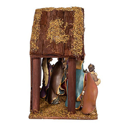 Kurt S. Adler 6.25-Inch Nativity Set with 11-Inch Stable, 8 Piece Set