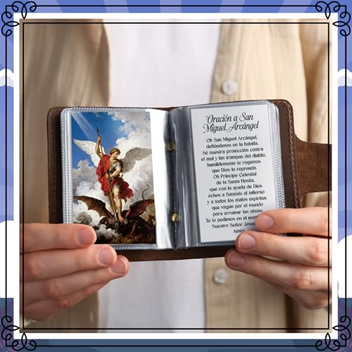 Motiskyy 120Pcs Catholic Gift Spanish Saint Michael The Archangel Holy Card - style: Spanish Michael Style