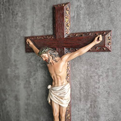 BC Catholic Crucifix Wall Cross, 12" H Jesus Cross for wall - color: Full color