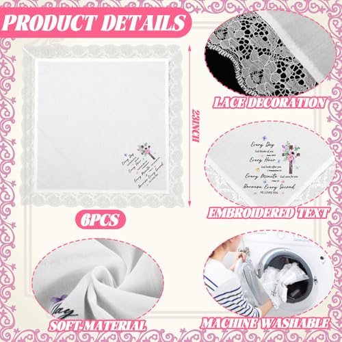 6 Pack 23'' Women Church Lap Scarf - color: White, style: Bible Verses