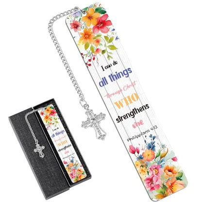 Christian Metal Bookmarks Gifts, Inspirational Verse Bible Bookmark, Religious Gifts for Women, Bible Study Supplies for Book Lovers Men Friend Bookworm, Christmas Graduation Gift - style: I can do all things Through Christ WHO strengthens