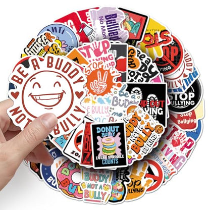 Stand Against Bullying Stickers 50pcs for Teen Water Bottle Cartoon Trendy Aesthetic Stickers Fun Aesthetic Waterproof Vinyl Decals for Laptop Bumper Luggage Skateboard Guitar (Colours-B7) - color: Colours-b7